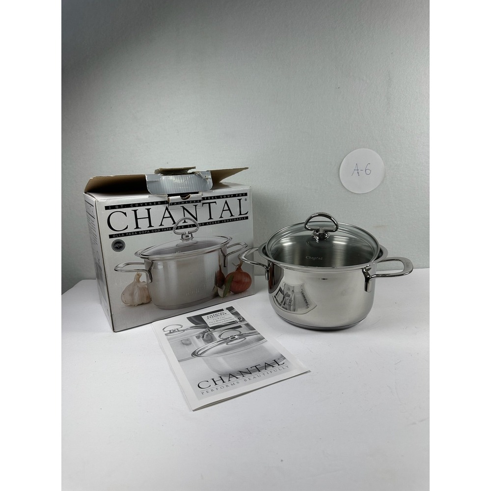 Chantal 2 Qt Stainless Steel Soup Pot SL32-160 w/ Glass Lid - New Other